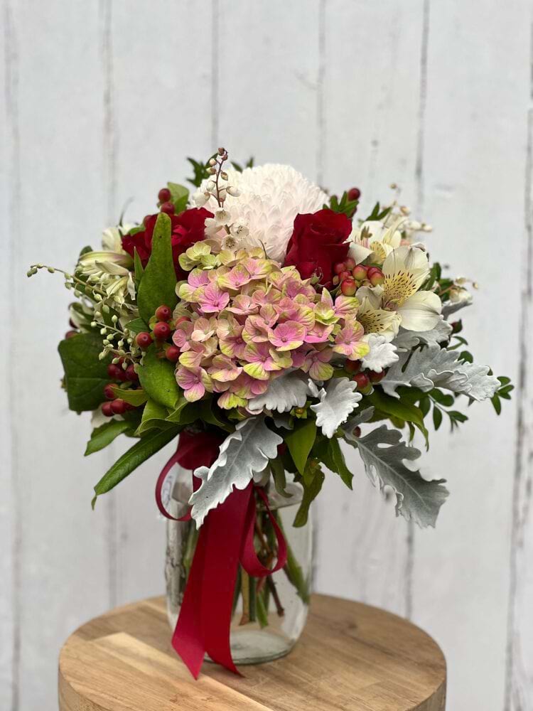 Valentines Mason Jar Flower Arrangement