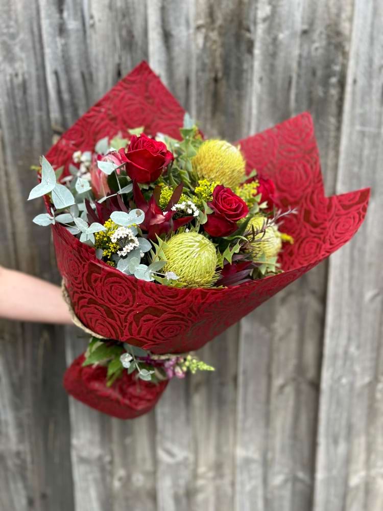 Native and Red Roses Bouquet