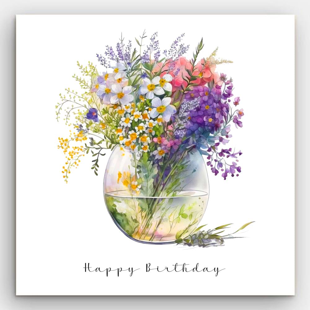 Flower Vase Happy Birthday 